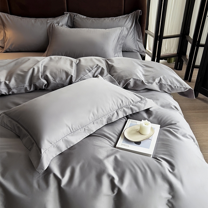 91家纺网 家纺一手货源 找家纺 栩裕纺织 2026新款双股长绒棉纯色单品被套系列-邂逅 星辰灰