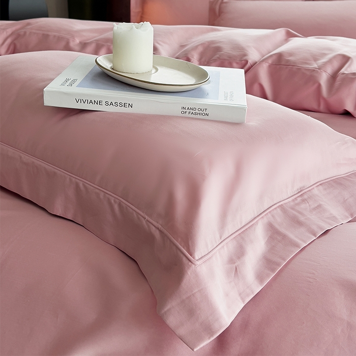 91家纺网 家纺一手货源 找家纺 栩裕纺织 2026新款双股长绒棉纯色单品被套系列-邂逅 奶油粉