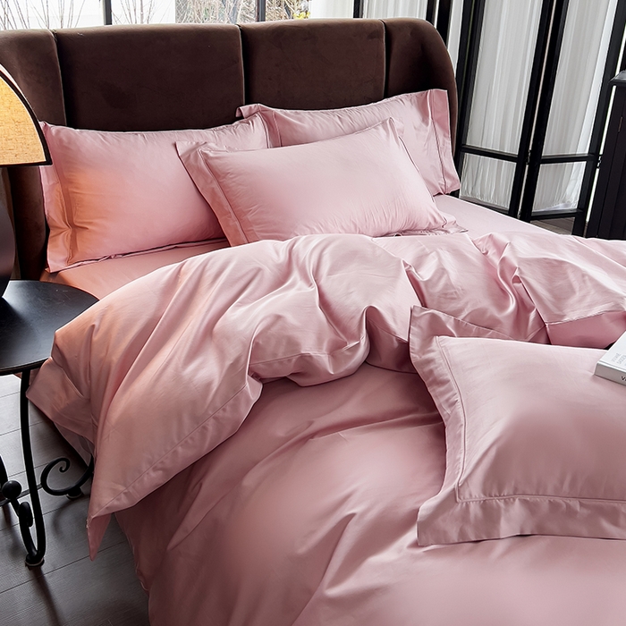 91家纺网 家纺一手货源 找家纺 栩裕纺织 2026新款双股长绒棉纯色单品被套系列-邂逅 奶油粉