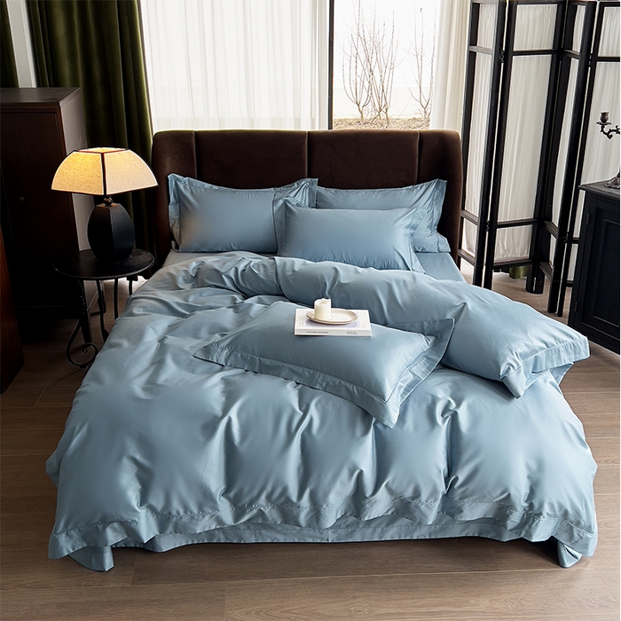 91家纺网 家纺一手货源 找家纺 栩裕纺织 2026新款双股长绒棉纯色单品被套系列-邂逅 月光蓝