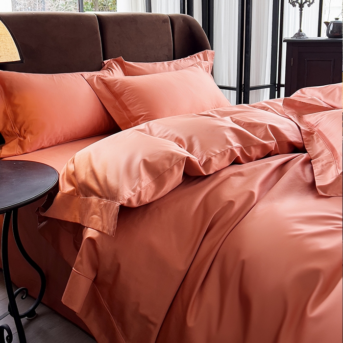 91家纺网 家纺一手货源 找家纺 栩裕纺织 2026新款双股长绒棉纯色单品被套系列-邂逅 燃橙色