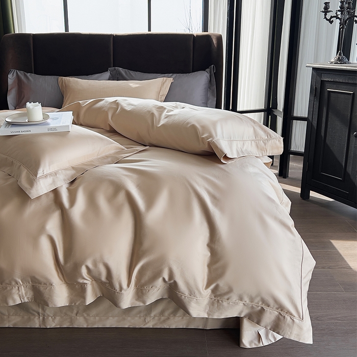 91家纺网 家纺一手货源 找家纺 栩裕纺织 2026新款双股长绒棉纯色单品被套系列-邂逅 香槟色