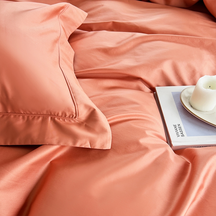 91家纺网 家纺一手货源 找家纺 栩裕纺织 2026新款双股长绒棉纯色单品被套系列-邂逅 燃橙色