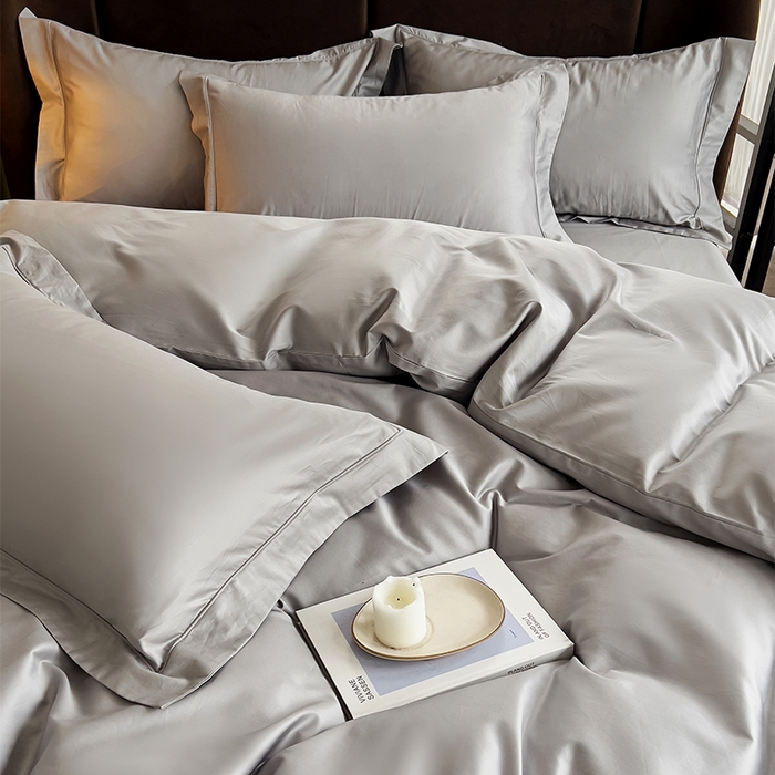 91家纺网 家纺一手货源 找家纺 栩裕纺织 2026新款双股长绒棉纯色单品被套系列-邂逅 浅灰色