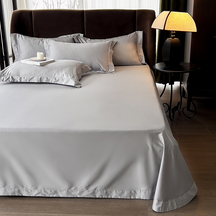 91家纺网 家纺一手货源 找家纺 栩裕纺织 2026新款双股长绒棉纯色单品被套系列-邂逅 浅灰色