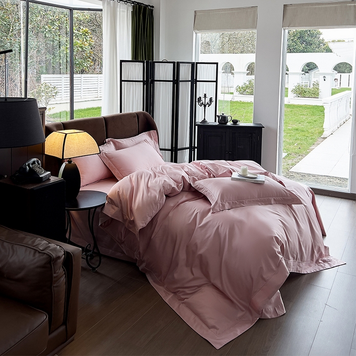 栩裕纺织 2026新款双股长绒棉纯色单品被套系列-邂逅 奶油粉