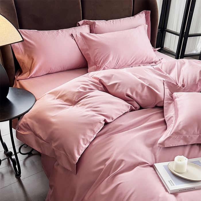 91家纺网 家纺一手货源 找家纺 栩裕纺织 2026新款双股长绒棉纯色单品被套系列-邂逅 珊瑚红