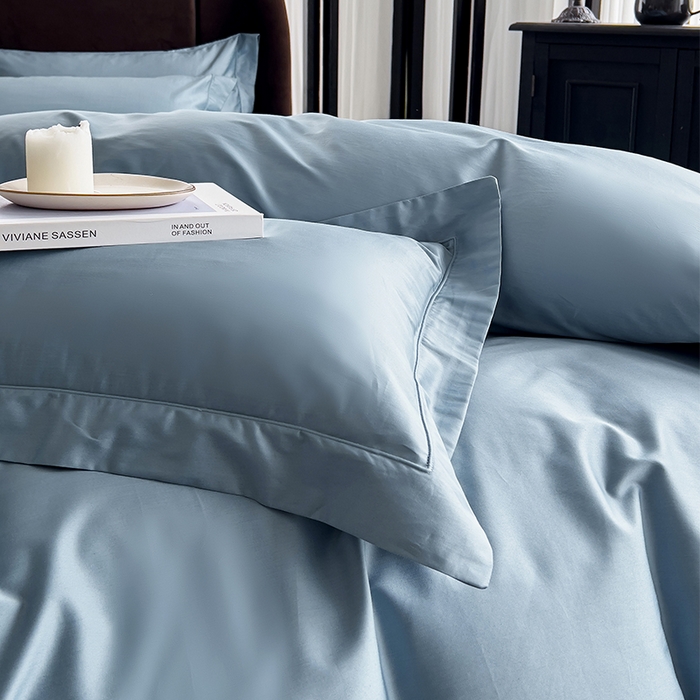 91家纺网 家纺一手货源 找家纺 栩裕纺织 2026新款双股长绒棉纯色单品被套系列-邂逅 月光蓝