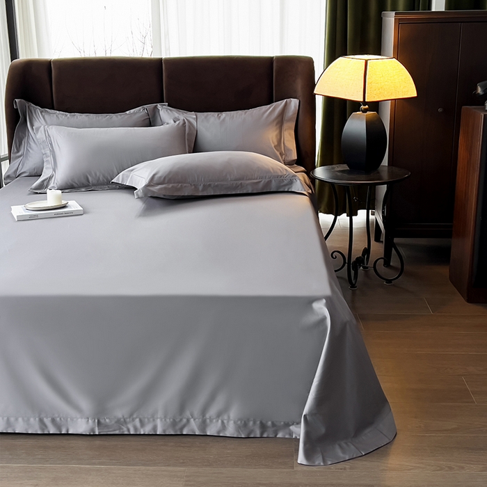 91家纺网 家纺一手货源 找家纺 栩裕纺织 2026新款双股长绒棉纯色单品被套系列-邂逅 星辰灰