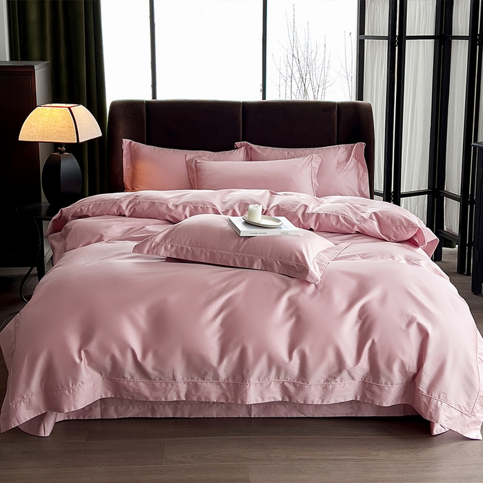 91家纺网 家纺一手货源 找家纺 栩裕纺织 2026新款双股长绒棉纯色单品被套系列-邂逅 奶油粉