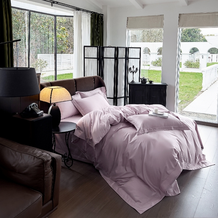 91家纺网 家纺一手货源 找家纺 栩裕纺织 2026新款双股长绒棉纯色单品被套系列-邂逅 优雅紫