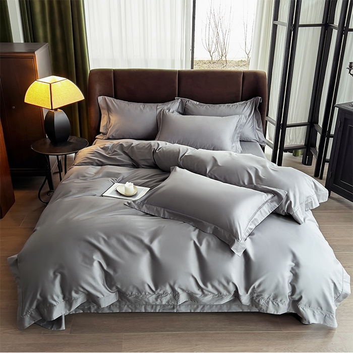 91家纺网 家纺一手货源 找家纺 栩裕纺织 2026新款双股长绒棉纯色单品被套系列-邂逅 星辰灰