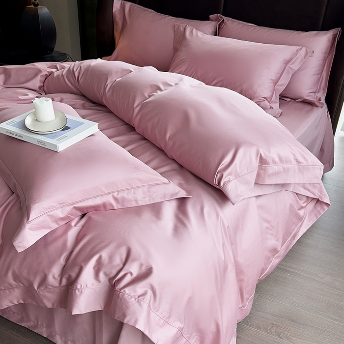 91家纺网 家纺一手货源 找家纺 栩裕纺织 2026新款双股长绒棉纯色单品被套系列-邂逅 珊瑚红