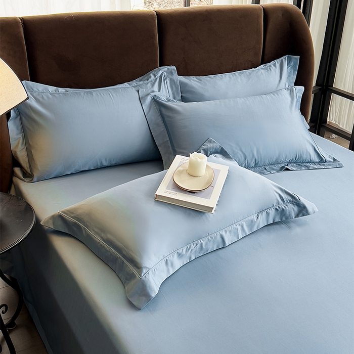 91家纺网 家纺一手货源 找家纺 栩裕纺织 2026新款双股长绒棉纯色单品被套系列-邂逅 月光蓝