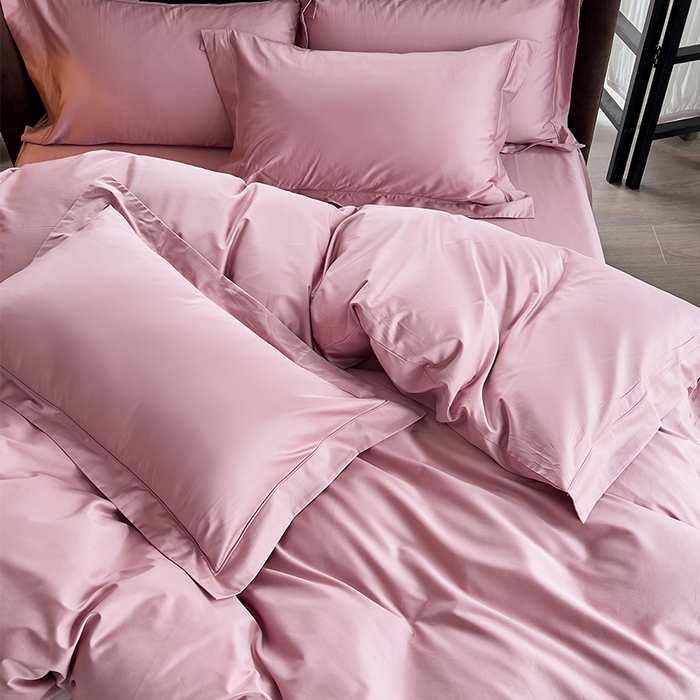 91家纺网 家纺一手货源 找家纺 栩裕纺织 2026新款双股长绒棉纯色单品被套系列-邂逅 珊瑚红