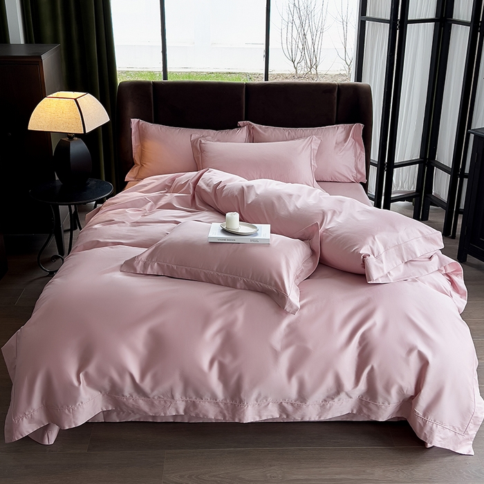 91家纺网 家纺一手货源 找家纺 栩裕纺织 2026新款双股长绒棉纯色单品被套系列-邂逅 奶油粉