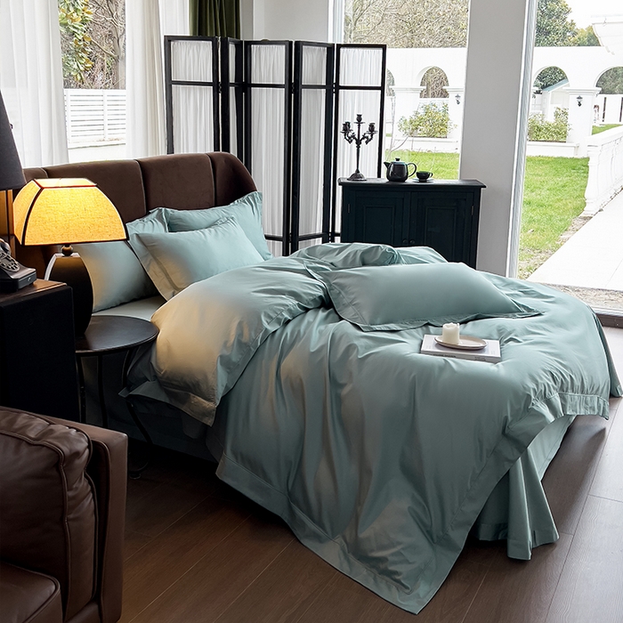 栩裕纺织 2026新款双股长绒棉纯色单品被套系列-邂逅 北岛绿