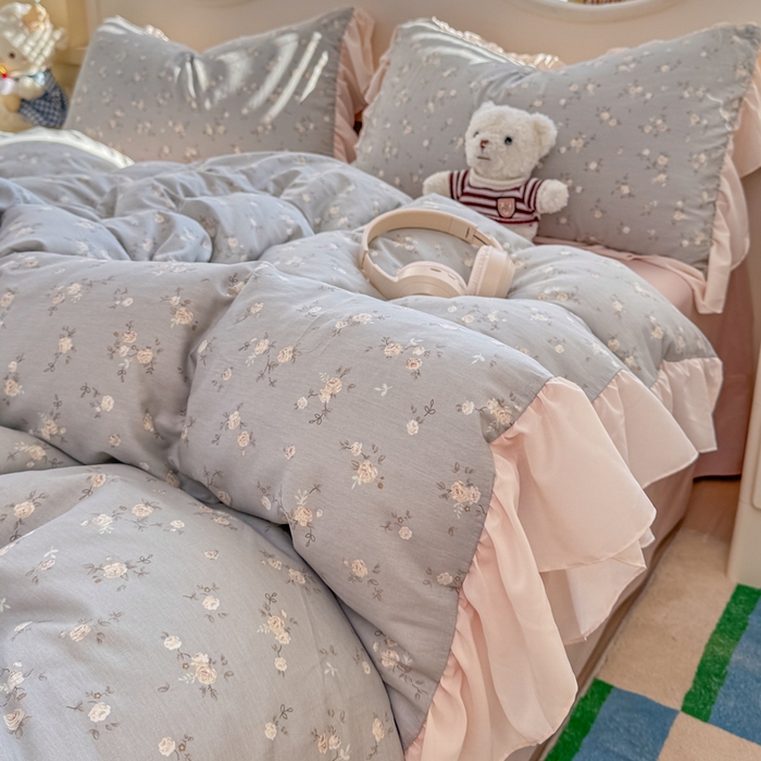 91家纺网 家纺一手货源 找家纺 橘子家 2026新款全棉雪纺四件套 浮影