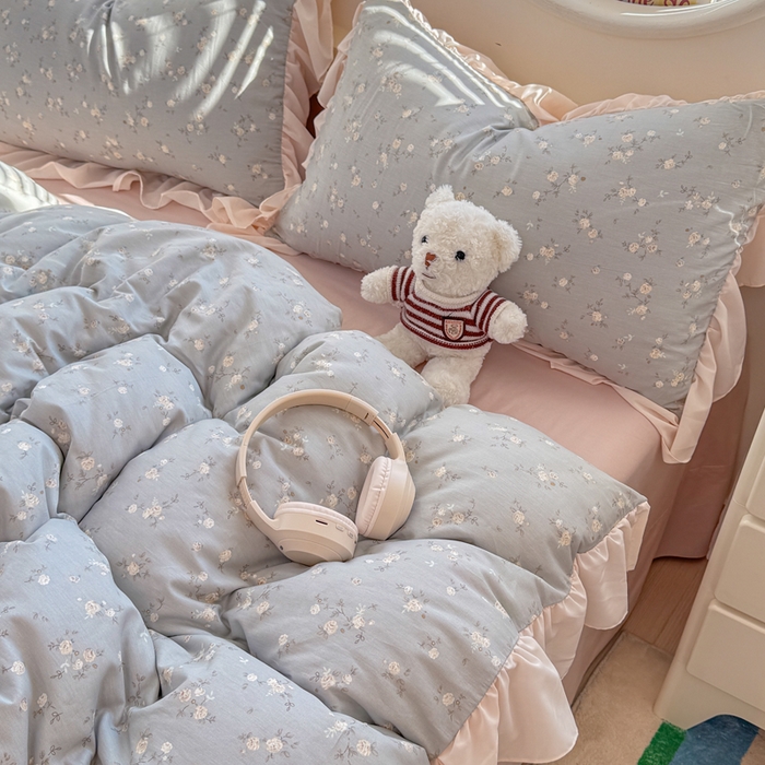 91家纺网 家纺一手货源 找家纺 橘子家 2026新款全棉雪纺四件套 浮影