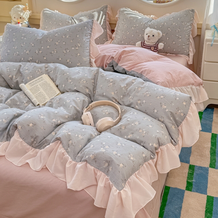 91家纺网 家纺一手货源 找家纺 橘子家 2026新款全棉雪纺四件套 浮影