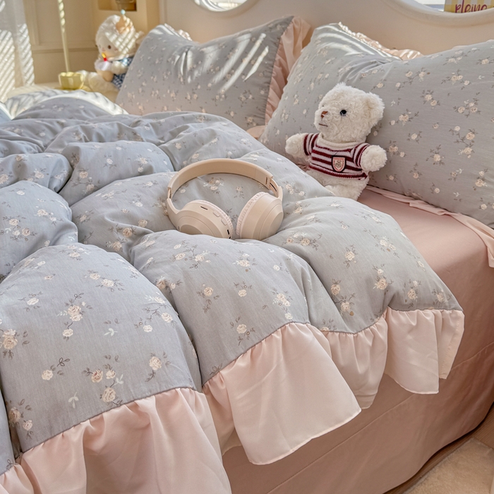 91家纺网 家纺一手货源 找家纺 橘子家 2026新款全棉雪纺四件套 浮影