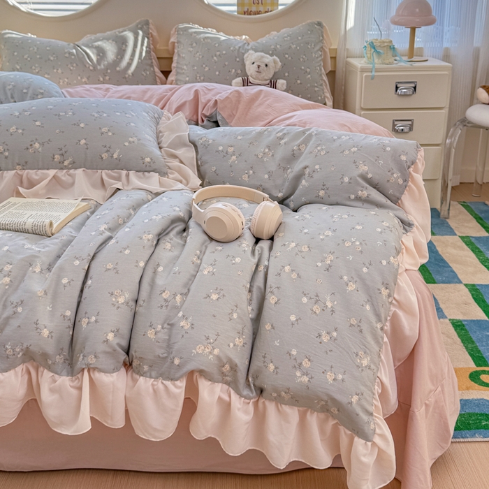 91家纺网 家纺一手货源 找家纺 橘子家 2026新款全棉雪纺四件套 浮影