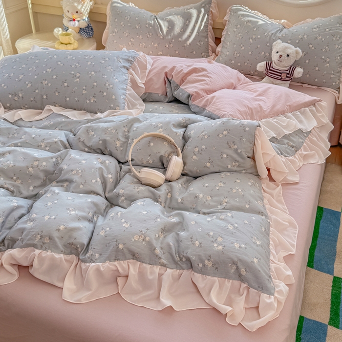 91家纺网 家纺一手货源 找家纺 橘子家 2026新款全棉雪纺四件套 浮影