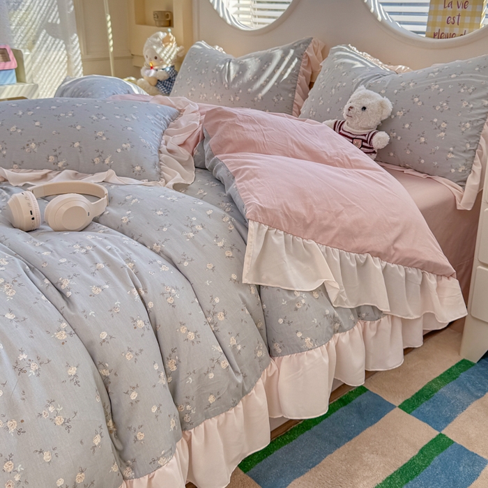 91家纺网 家纺一手货源 找家纺 橘子家 2026新款全棉雪纺四件套 浮影