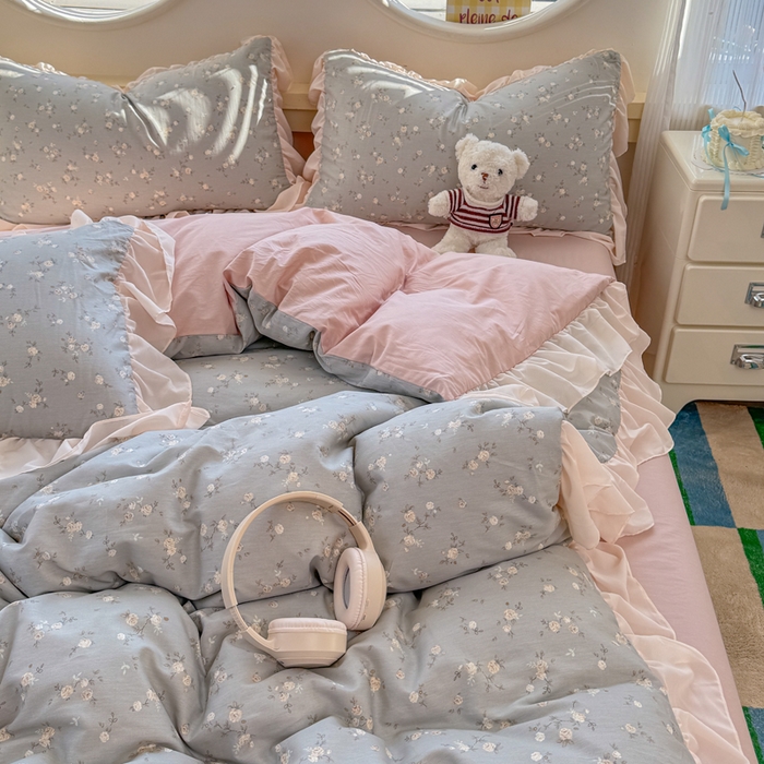 91家纺网 家纺一手货源 找家纺 橘子家 2026新款全棉雪纺四件套 浮影