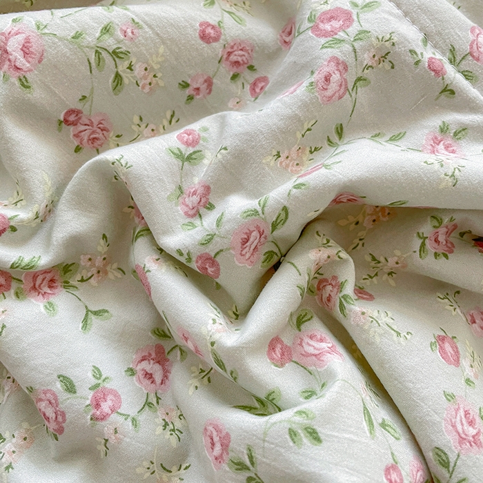 91家纺网 家纺一手货源 找家纺 艺慕家纺 2026新款直播热款古法仿棉AB版水洗棉印花双层蕾丝花边夏被床盖四件套 AB版-雾紫花蔓