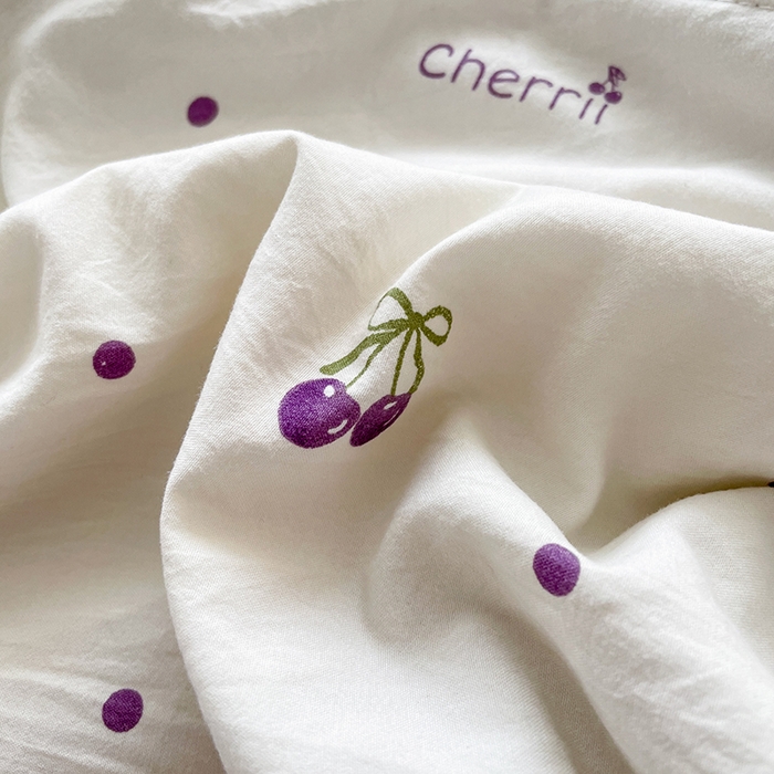 91家纺网 家纺一手货源 找家纺 艺慕家纺 2026新款直播热款古法仿棉AB版水洗棉印花双层蕾丝花边夏被床盖四件套 AB版-紫色樱桃