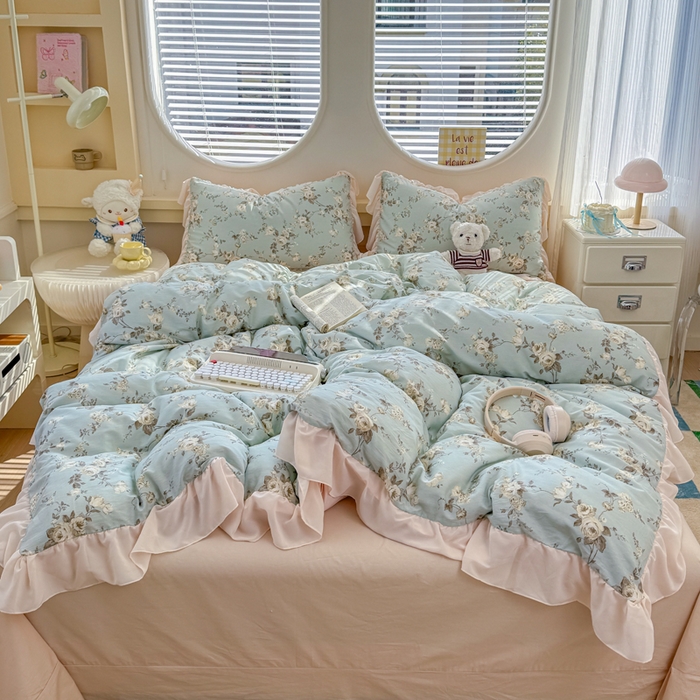 91家纺网 家纺一手货源 找家纺 橘子家 2026新款全棉雪纺四件套 洛里依