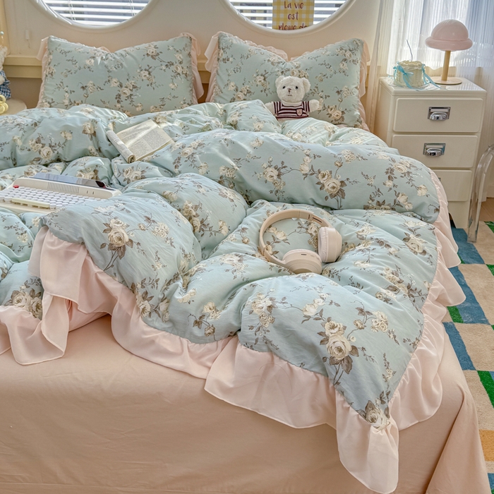 91家纺网 家纺一手货源 找家纺 橘子家 2026新款全棉雪纺四件套 洛里依