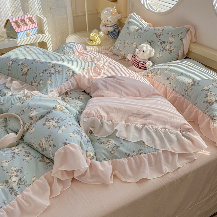 91家纺网 家纺一手货源 找家纺 橘子家 2026新款全棉雪纺四件套 洛里依