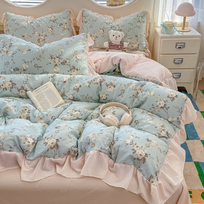 91家纺网 家纺一手货源 找家纺 橘子家 2026新款全棉雪纺四件套 洛里依