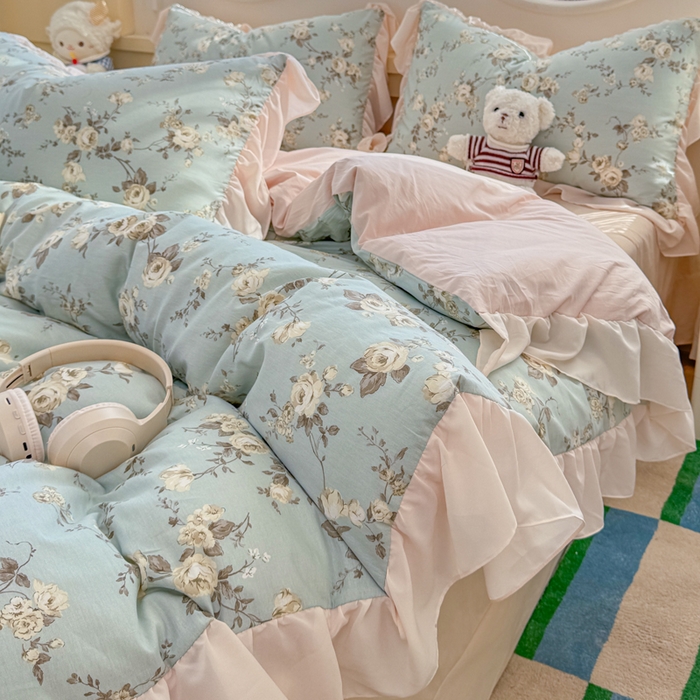 91家纺网 家纺一手货源 找家纺 橘子家 2026新款全棉雪纺四件套 洛里依