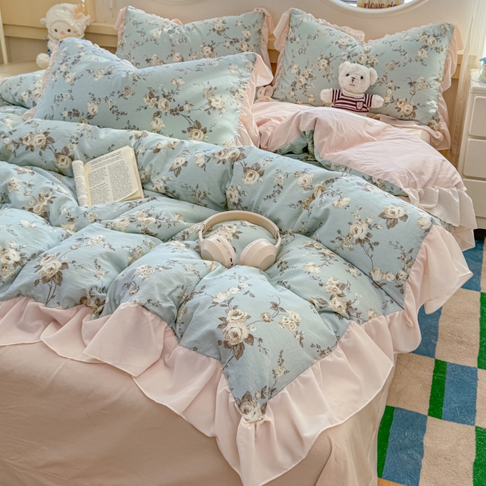 91家纺网 家纺一手货源 找家纺 橘子家 2026新款全棉雪纺四件套 洛里依