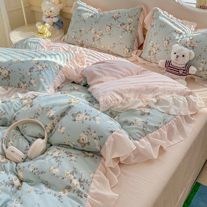 91家纺网 家纺一手货源 找家纺 橘子家 2026新款全棉雪纺四件套 洛里依