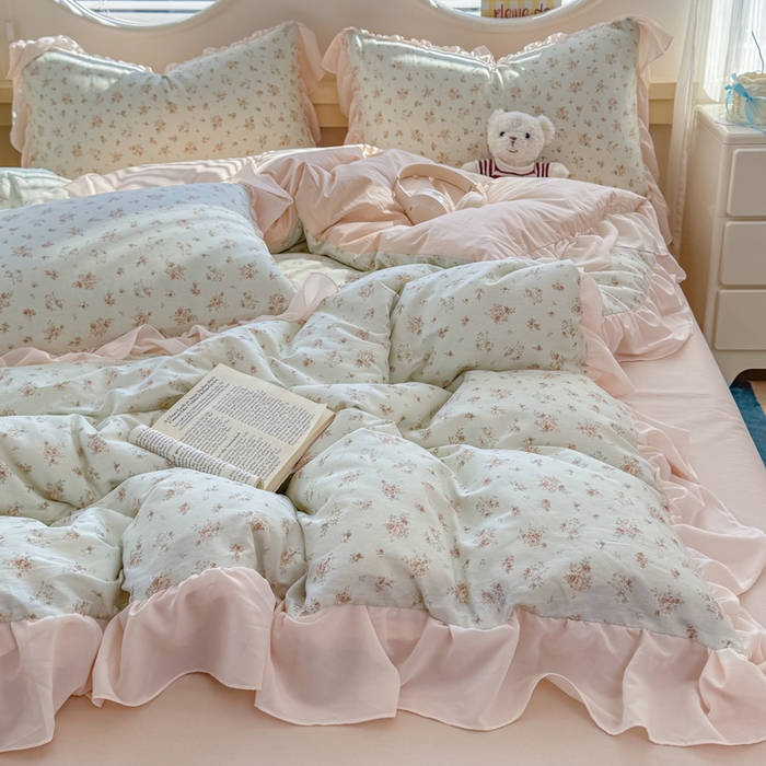 91家纺网 家纺一手货源 找家纺 橘子家 2026新款全棉雪纺四件套 漫山茶