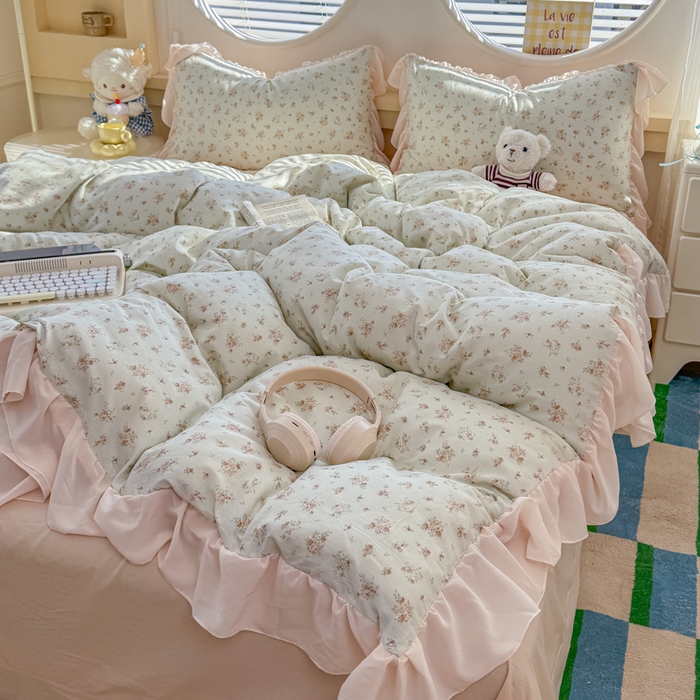 91家纺网 家纺一手货源 找家纺 橘子家 2026新款全棉雪纺四件套 漫山茶