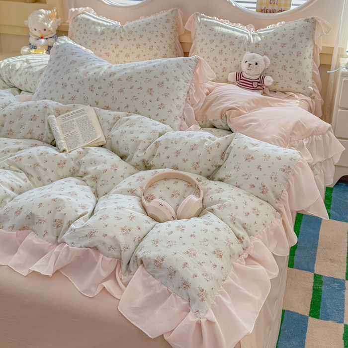 91家纺网 家纺一手货源 找家纺 橘子家 2026新款全棉雪纺四件套 漫山茶