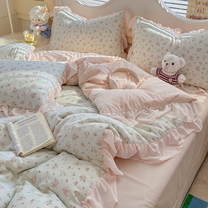 91家纺网 家纺一手货源 找家纺 橘子家 2026新款全棉雪纺四件套 漫山茶