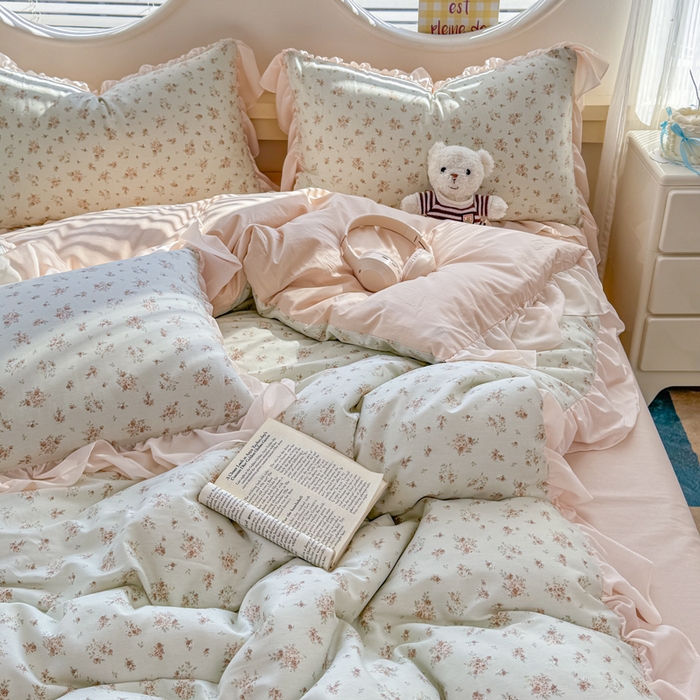 91家纺网 家纺一手货源 找家纺 橘子家 2026新款全棉雪纺四件套 漫山茶