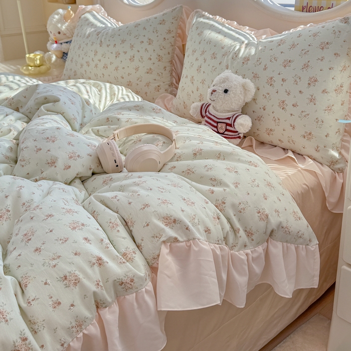 91家纺网 家纺一手货源 找家纺 橘子家 2026新款全棉雪纺四件套 漫山茶