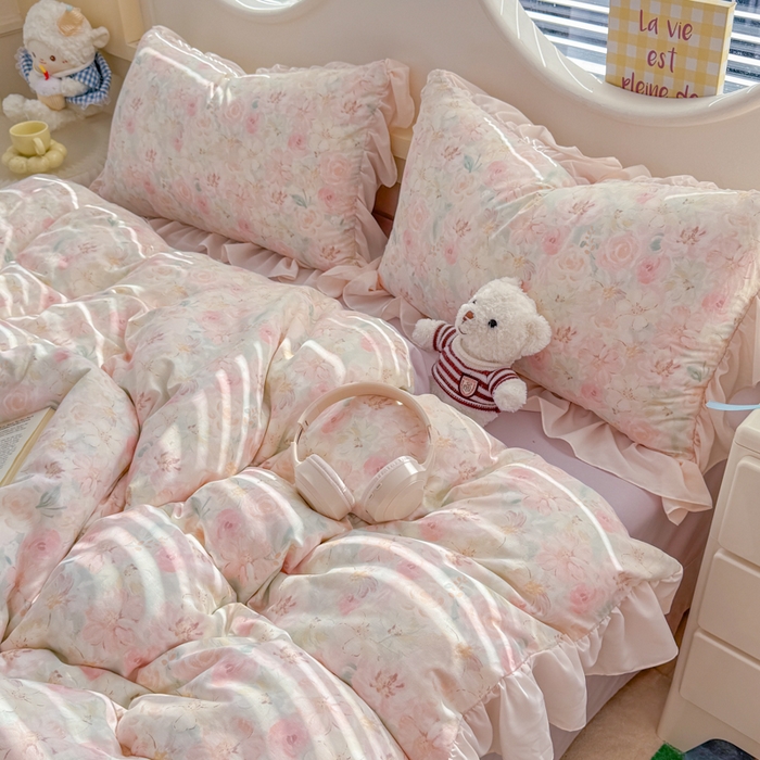 91家纺网 家纺一手货源 找家纺 橘子家 2026新款全棉雪纺四件套 秘密花园