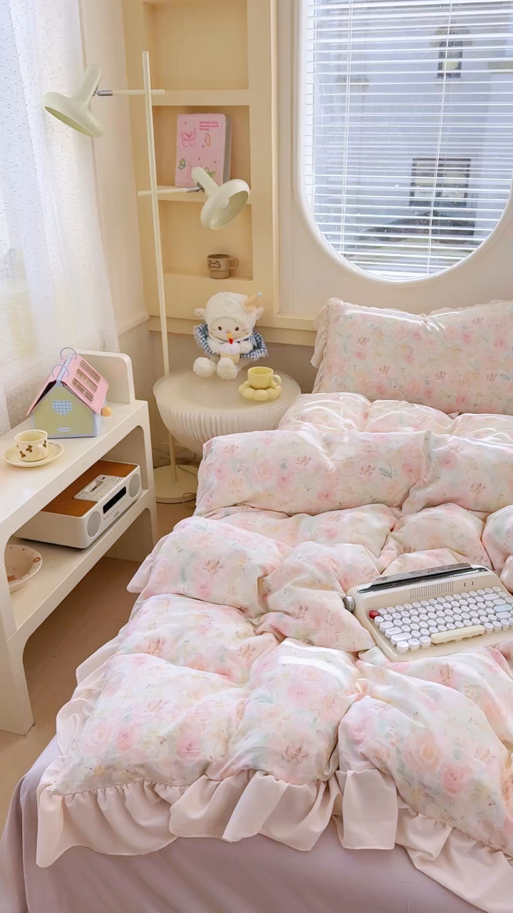 91家纺网 家纺一手货源 找家纺 橘子家 2026新款全棉雪纺四件套 秘密花园