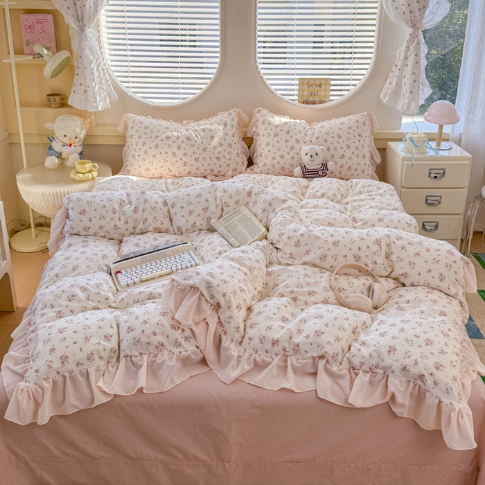 91家纺网 家纺一手货源 找家纺 橘子家 2026新款全棉雪纺四件套 清瑶