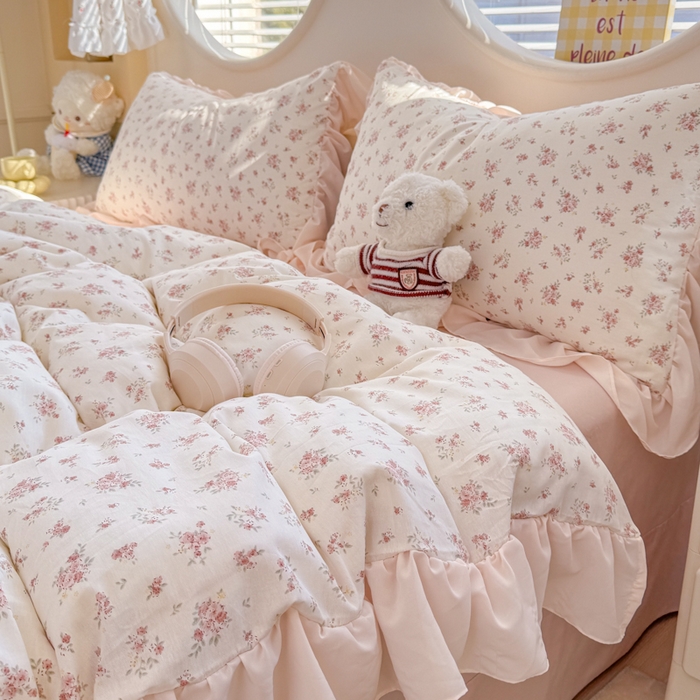 91家纺网 家纺一手货源 找家纺 橘子家 2026新款全棉雪纺四件套 清瑶