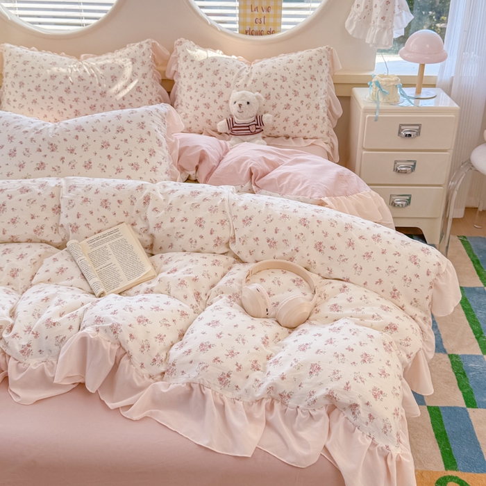 91家纺网 家纺一手货源 找家纺 橘子家 2026新款全棉雪纺四件套 清瑶