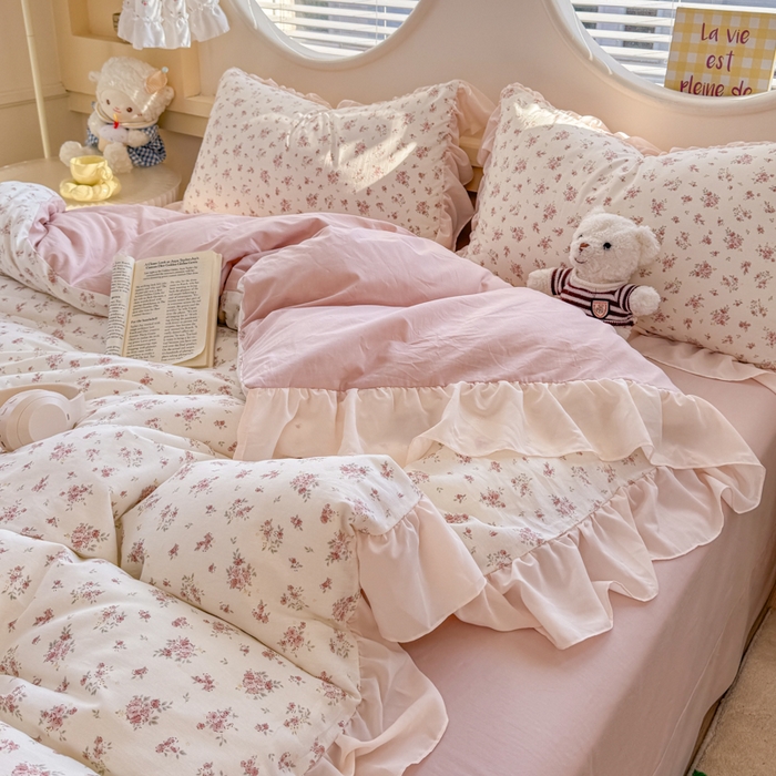 91家纺网 家纺一手货源 找家纺 橘子家 2026新款全棉雪纺四件套 清瑶